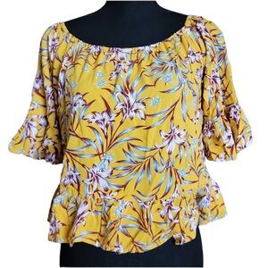 CG California Grown Floral Off-Shoulder Bardot Vacation Top Women’s Size Medium